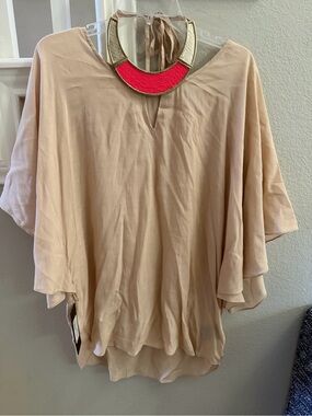 Marciano Lightweight Beige Flowy V-Neck Tunic